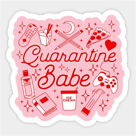 Quarantine Babe Corona Sticker TeePublic