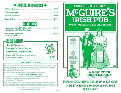 Online Menu Of Mcguires Irish Pub Pensacola Restaurant Pensacola