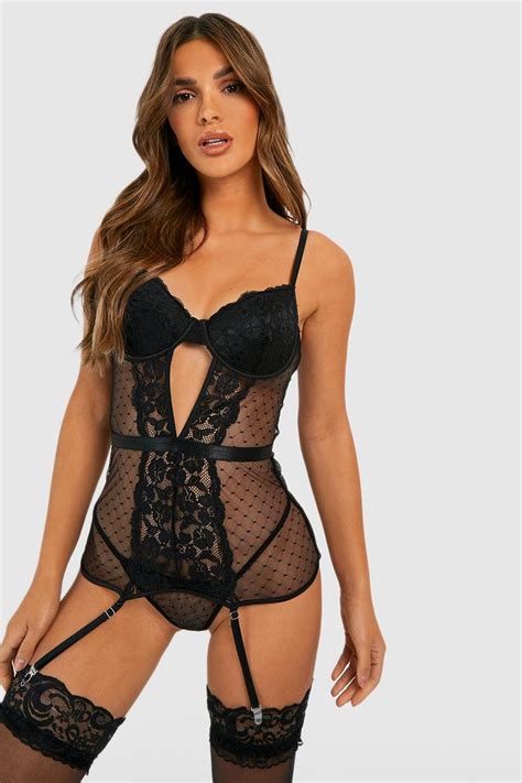 Lace Mesh Slip Dress Boohoo