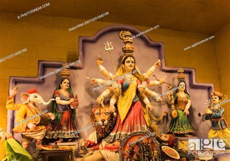 Statue Of Goddess Durga In A Temple Kolkata West Bengal India Stock