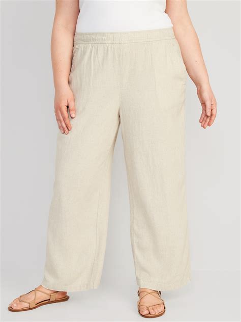 High Waisted Linen Blend Wide Leg Pants Old Navy