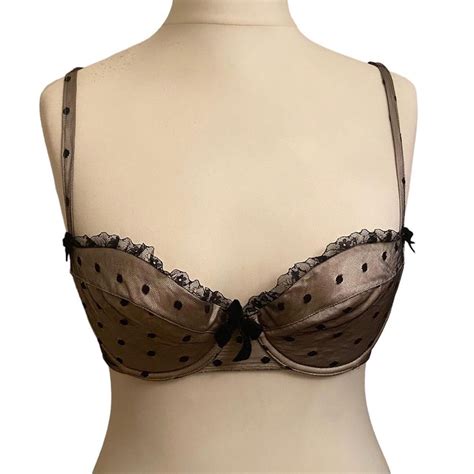 Vintage Myla Silk Bra With Mesh Overlay Polka Dots Depop