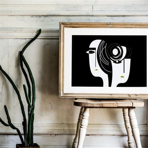 Black & White Faces Abstract Large Wall Art Print Living - Etsy