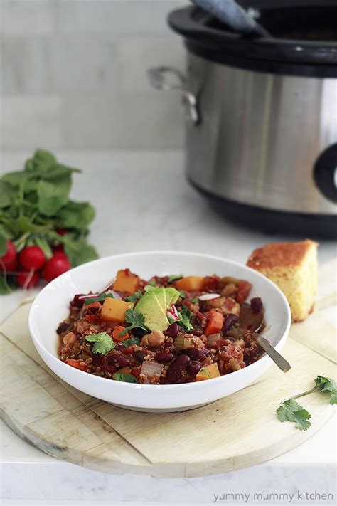 Slow Cooker Vegan Chili With Quinoa And Butternut Squash