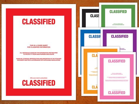 Classified Top Secret Document Cover Sheets Multiple Colors Pdf Instant