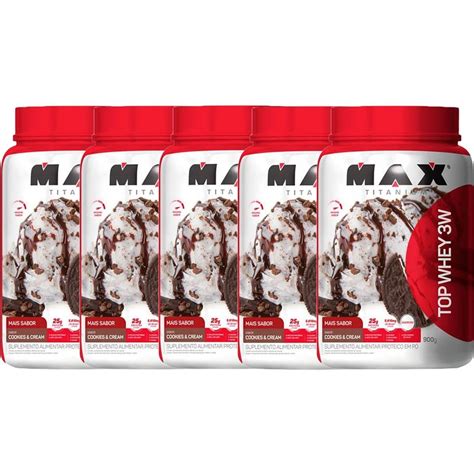 Kit X Top Whey W Mais Sabor G Cookies Cream Max Titanium