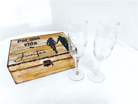 Set Cava Caja Madera Regalos Personalizados