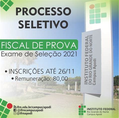 Abertas inscrições para seleção de Fiscal Aluno IFRN Instituto