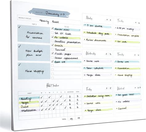 Lamare Weekly Planner Notepad Undated Weekly Pad Tear Off Weekly