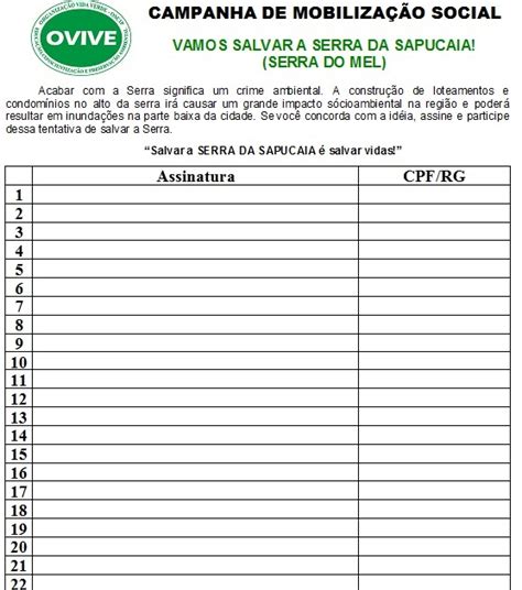 Sos Sapucaia Lista De Abaixo Assinado