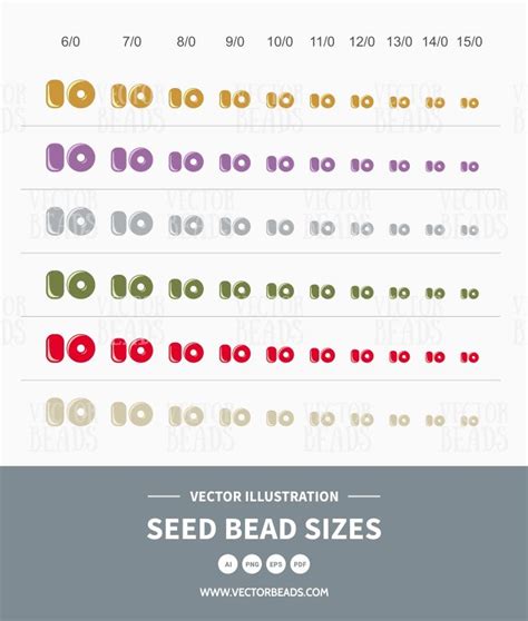 The Vector Clipart Set of Round Seed Beads from now includes 6 seed bead sizes more... | Seed ...