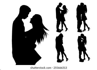 Silhouette Two Lovers Isolated On White Stock Vector (Royalty Free) 255666313 | Shutterstock