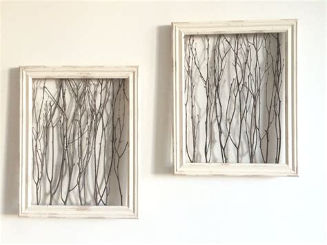 Framed Birch Branches 1 Large Frame Rustic Wall Decor Framed Birch Branches Natural Art