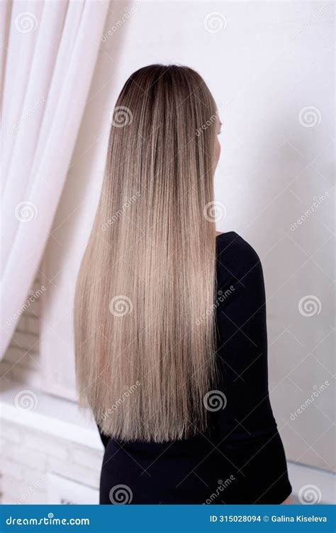 Female Back With Long Straight Blonde Hair Stock Photo Image Of Back