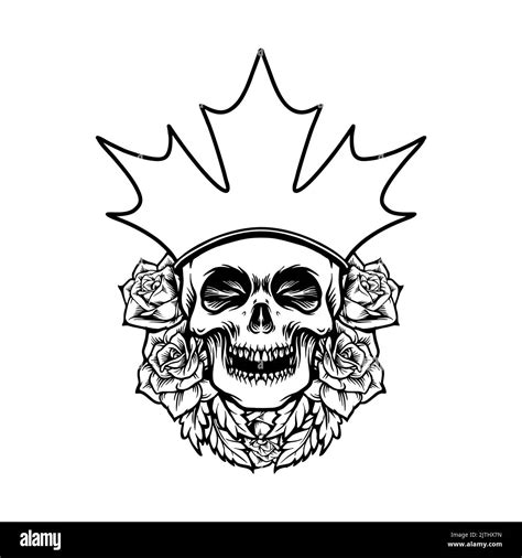 Crown Sugar Skull Dia De Los Muertos Rose Silhouette Vector