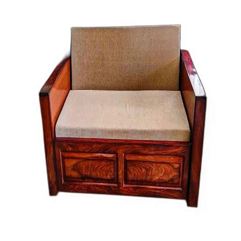 Teak Wood Seater Wooden Sofa Cum Bed Chair With Storage At