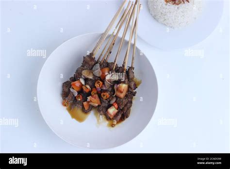 Sate Kambing Is Lamb Satay And Traditional Food From Indonesia Isolated