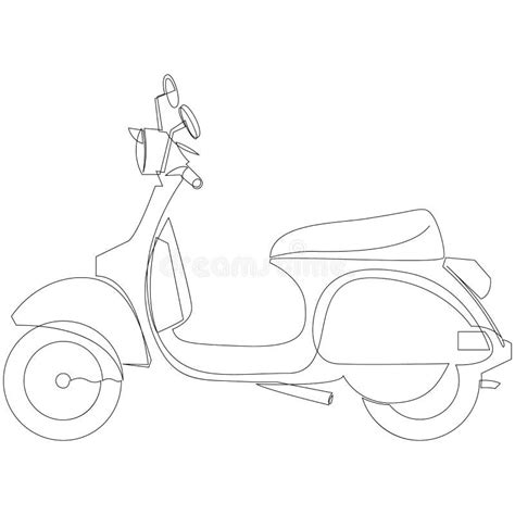 Classic Scooter Continuous One Line Drawing Classical Scooter