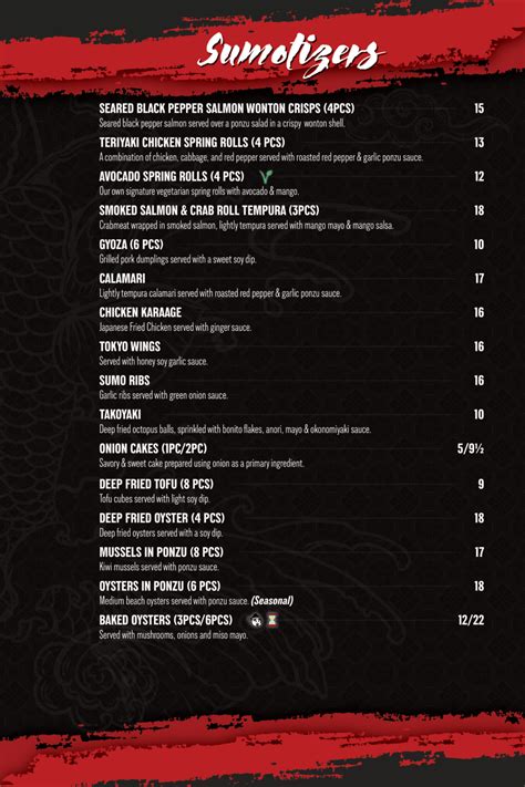 Main Menu Sumo Sumo Sushi And Bar Grill