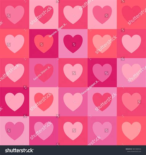 Seamless Checkered Vector Pattern Pink Heart เวกเตอรสตอก ปลอดคา