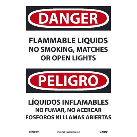 Accuformnmc Sbmchg068 Bilingual Osha Danger Safety Sign Flammable Liquids 14 X 10