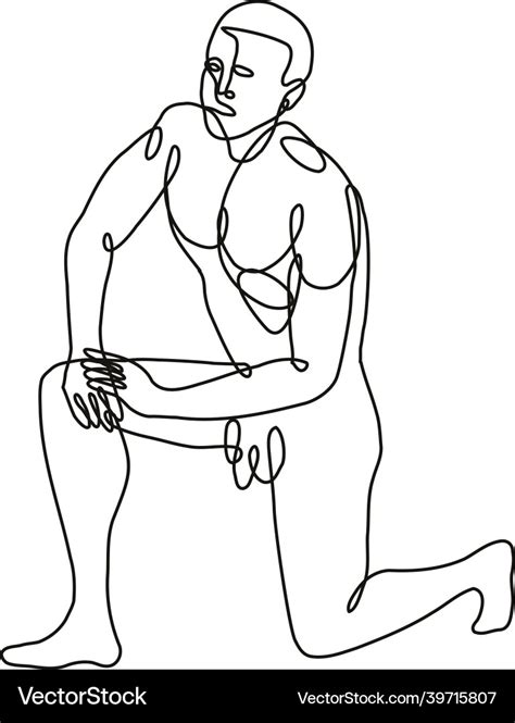 Nude Male Human Figure Kneeling On One Knee Done Vector Image