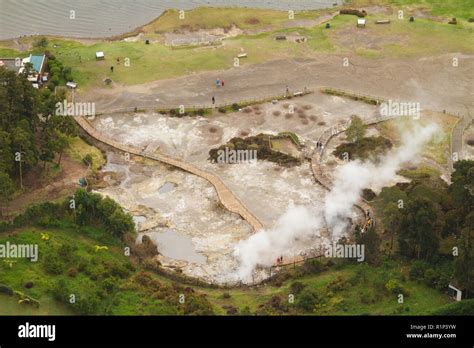 Ansicht Von Oben Caldeiras An Fumarolas Da Lagoa Das Furnas Vom