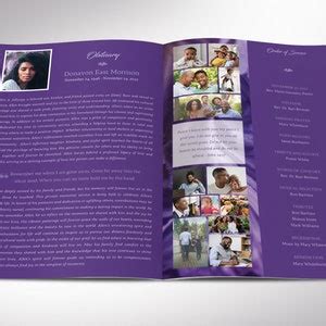 Funeral Program Template Canva Template Purple Marble Celebration