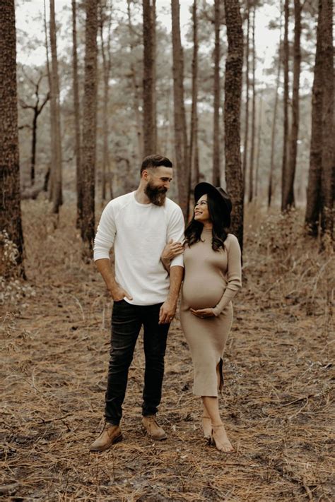 Fall Neutal Maternity Photoshoot Idea Ribbed Knit Dress Fall