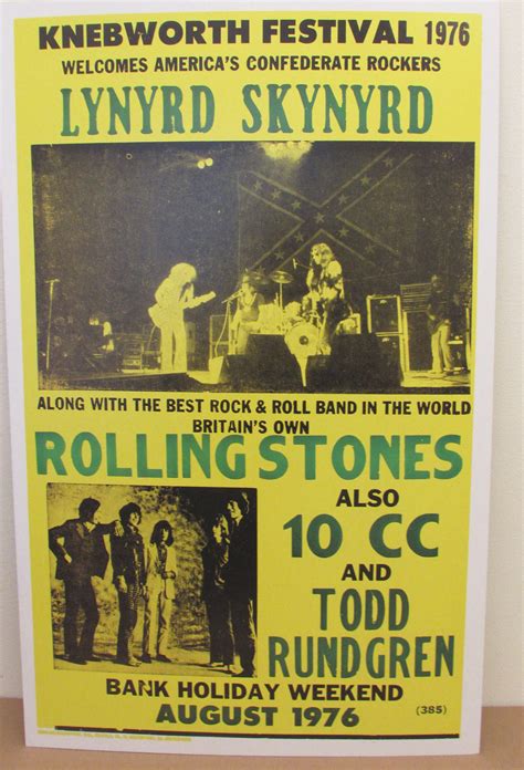 Vintage Lynyrd Skynyrd And Rolling Stones Concert Poster Tour