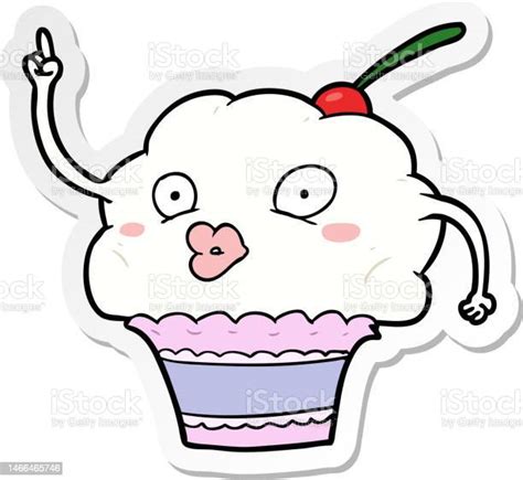 Sticker Of A Cartoon Cupcake Stock Illustration Download Image Now Art Art Product Cake