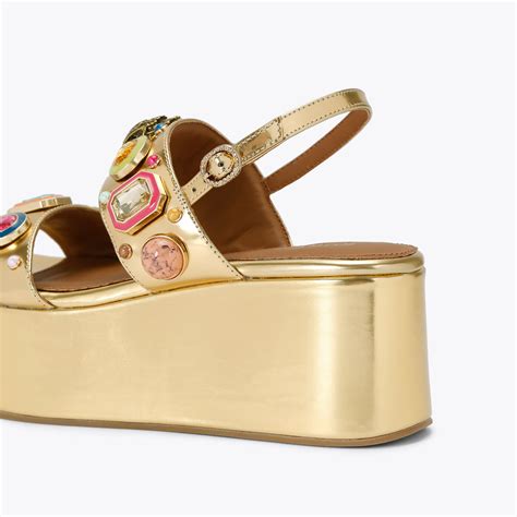 MULTI GEM PLATFORM Gold Leather platforms by KURT GEIGER LONDON