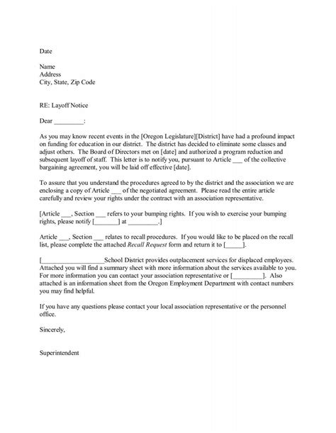 Sample Layoff Letter For Classified Staff Oregon School Boards