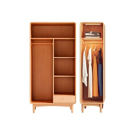 Freestanding Solid Wood Wardrobe Modern Wardrobe With Legs In Natural