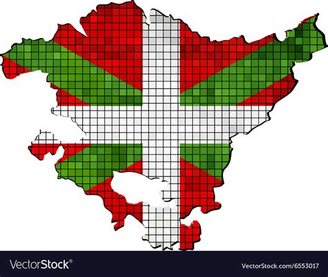 Basque map with flag inside Royalty Free Vector Image