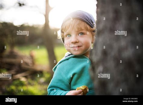 Cute Boy Hiding Behind Tree Hi Res Stock Photography And Images Alamy