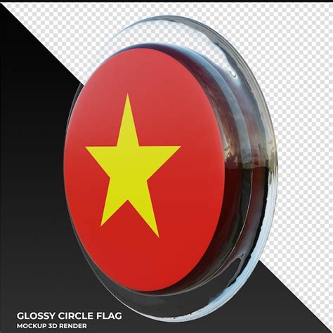 Vietnam0002 bandeira de círculo brilhante texturizado 3d realista PSD