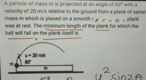 A Particle Of Mass M Is Projected At An Angle Of With A Velocity Of