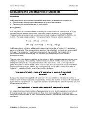 Evaluating Antacids Chemistry Experiment Procedure Course Hero