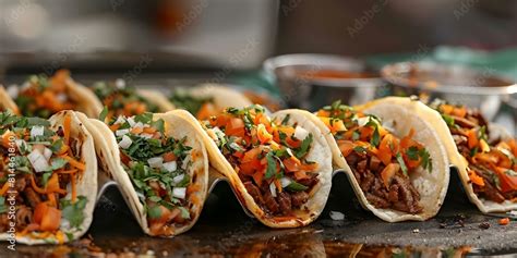 Authentic Mexican Tacos: Street Food Delight at a Busy Market. Concept ...