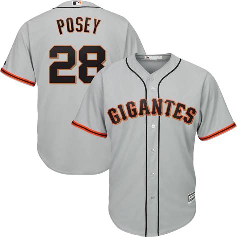 Mens San Francisco Giants 28 Buster Posey Jersey Gray Gigantes