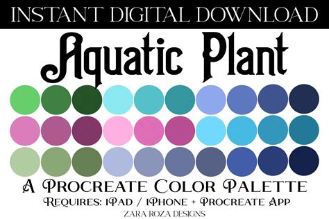 Aquatic Plant Procreate Color Palette Graphic By Zararozadesigns