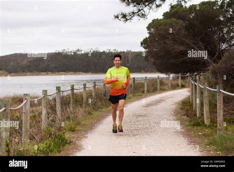 Mature Man Running At The Park Stock Photo Alamy