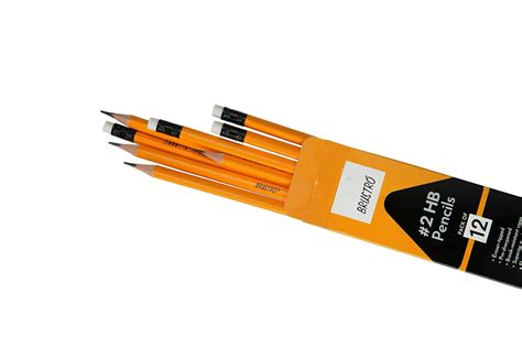 Brustro 2 Hb Extra Dark Pencil With Eraser Tip Pack Of 12