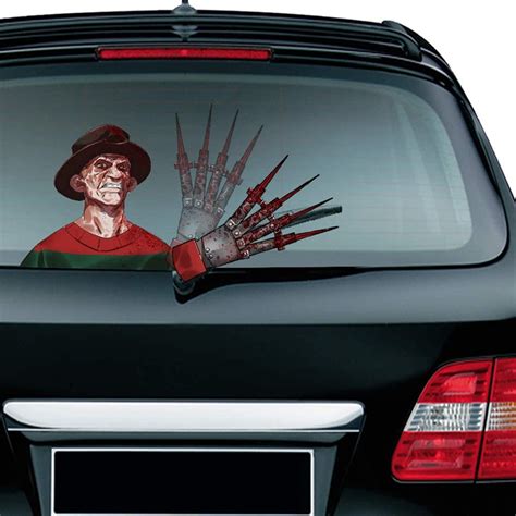 Halloween Rear Window Wiper Decal Scary Freddykrueger Waving Wiper Arms