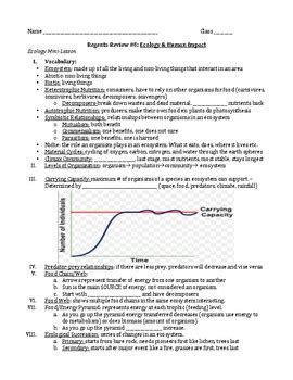 Living Environment Regents Review Ecology And Human Impact By Breanna