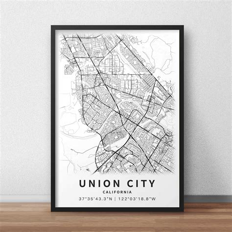 Printable Map Of Union City California United States With Etsy