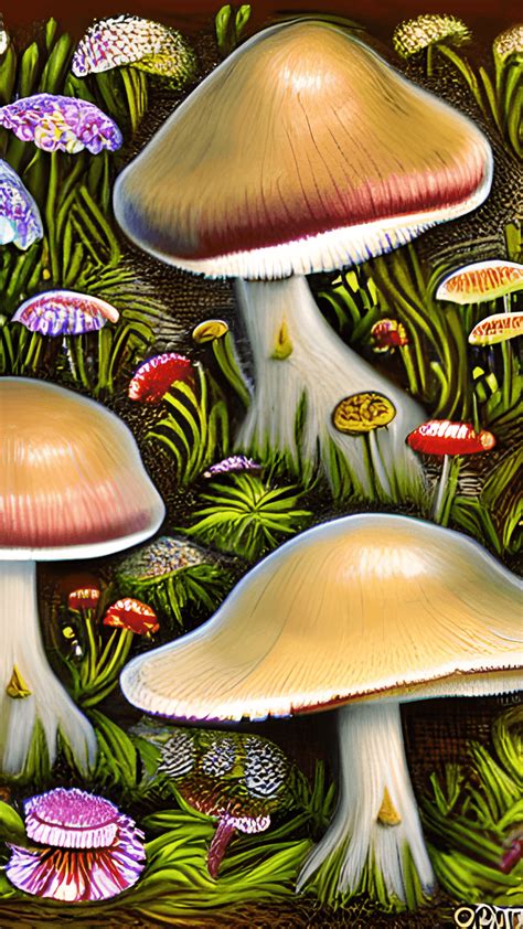 Mushroom Forest Floor Flowers Creatures Cottage · Creative Fabrica