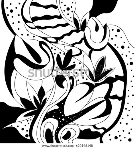 Graphic Abstract Black White Flowers Stock Vector Royalty Free