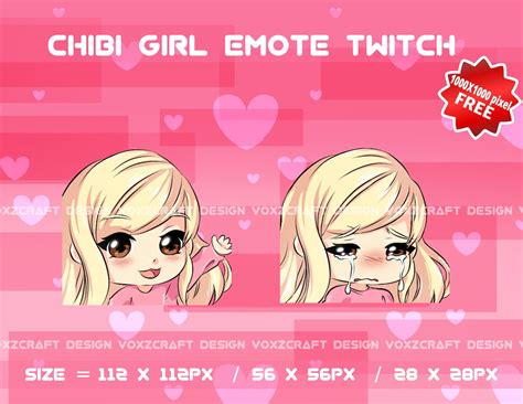 Chibi Girl Blonde Hair Brown Eyes Twitch Emotes Pack Avatar Twitch Emotes For Streamer Discord